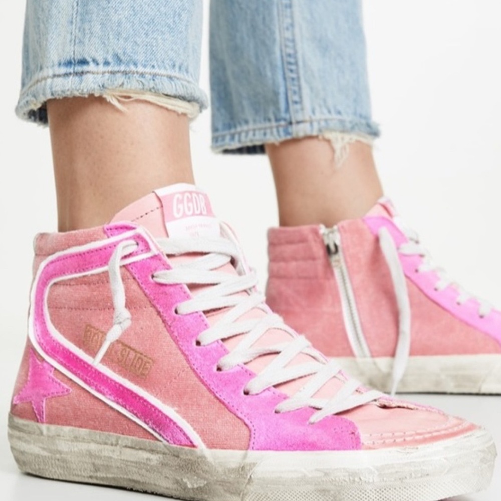 Golden Goose Pink and White High-Top Sneakers 🦄 pair!